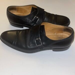 PAUL FREDRICK Black Leather Monk Strap Dress Casual Shoes Sz 11.5 Made in Italy